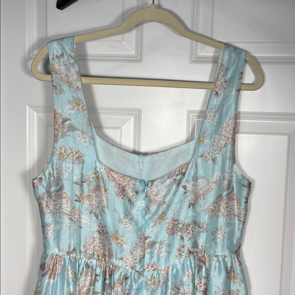 Lulus Darling Adoration Floral Midi DressSz  XL Pockets Square Neck Basque Waist - Picture 9 of 16